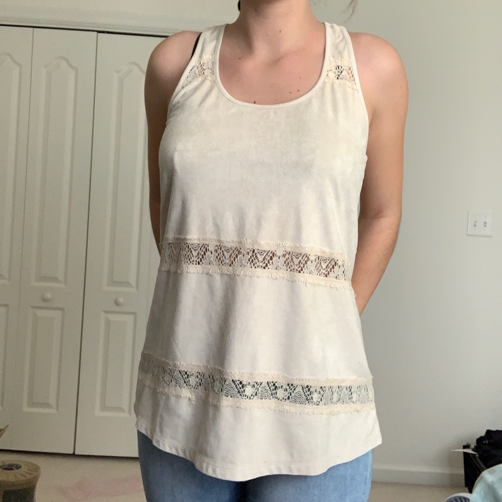 Sun & Shadow Cozy Beige Boho Tank